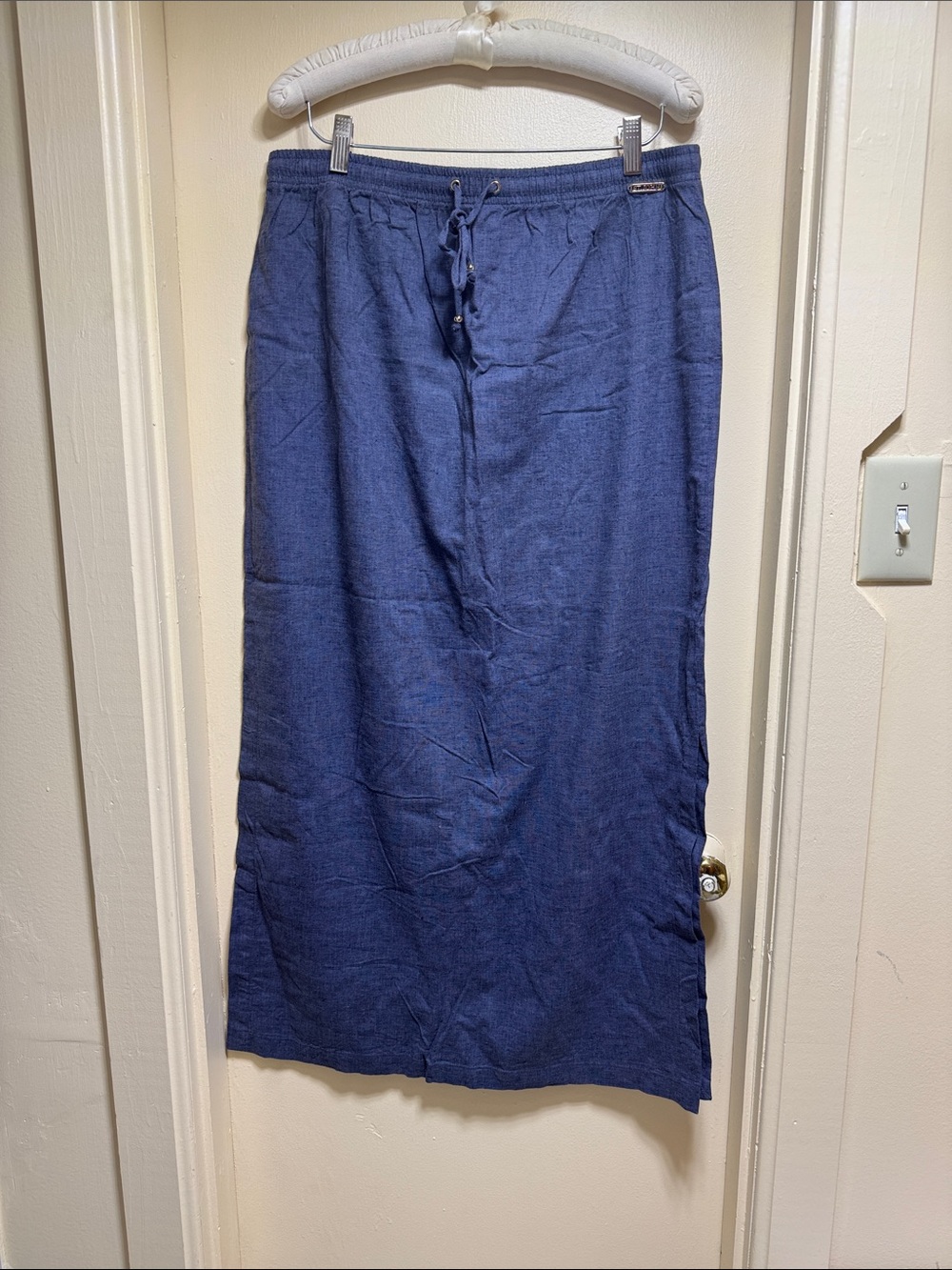 Classic Navy Drawstring Maxi Skirt